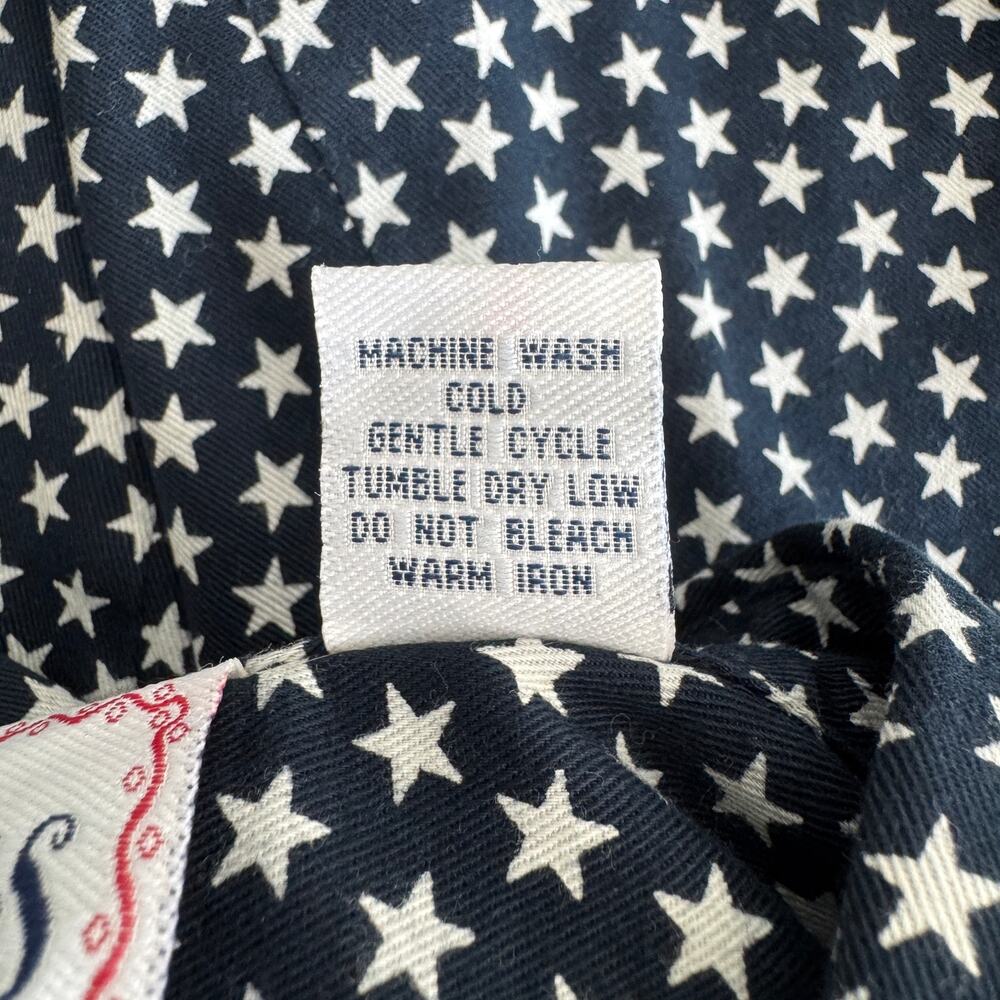 TANTRUMS Navy with White Stars Vintage Sleeveless Blouse Womens PM Patriotic - Picture 11 of 11